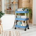 thumbnail image 6 of CVLNCYCLING Shower Caddy Shower Organizer Bathroom Shower Shelves,Corner Shower Caddy,3-Tier Rolling Storage Cart with Wheels for Bathroom,Kitchen,Countertop, 6 of 9