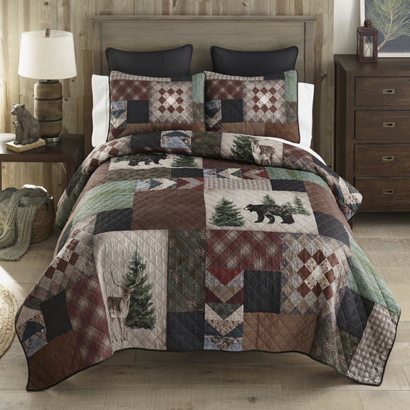 Donna Sharp Greenwood Patch UCC 3PC Queen Quilt Set