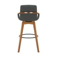 thumbnail image 6 of Baylor 30" Gray Faux Leather and Walnut Wood Swivel Bar Stool, 6 of 8