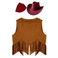 thumbnail image 4 of LiiYii Kids Western Cowboy Cowgirl Outfit 3 Pcs Set for Boys Girls Party Farm Dress Up Brown&Red 10, 4 of 4