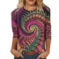 thumbnail image 2 of Xdegoge Womens Mardi Gras Tops Plus Size Crewnceck 3/4 Sleeve Top Luminous Casual Pullover Dazzling Neon Carnival Outfit, 2 of 7