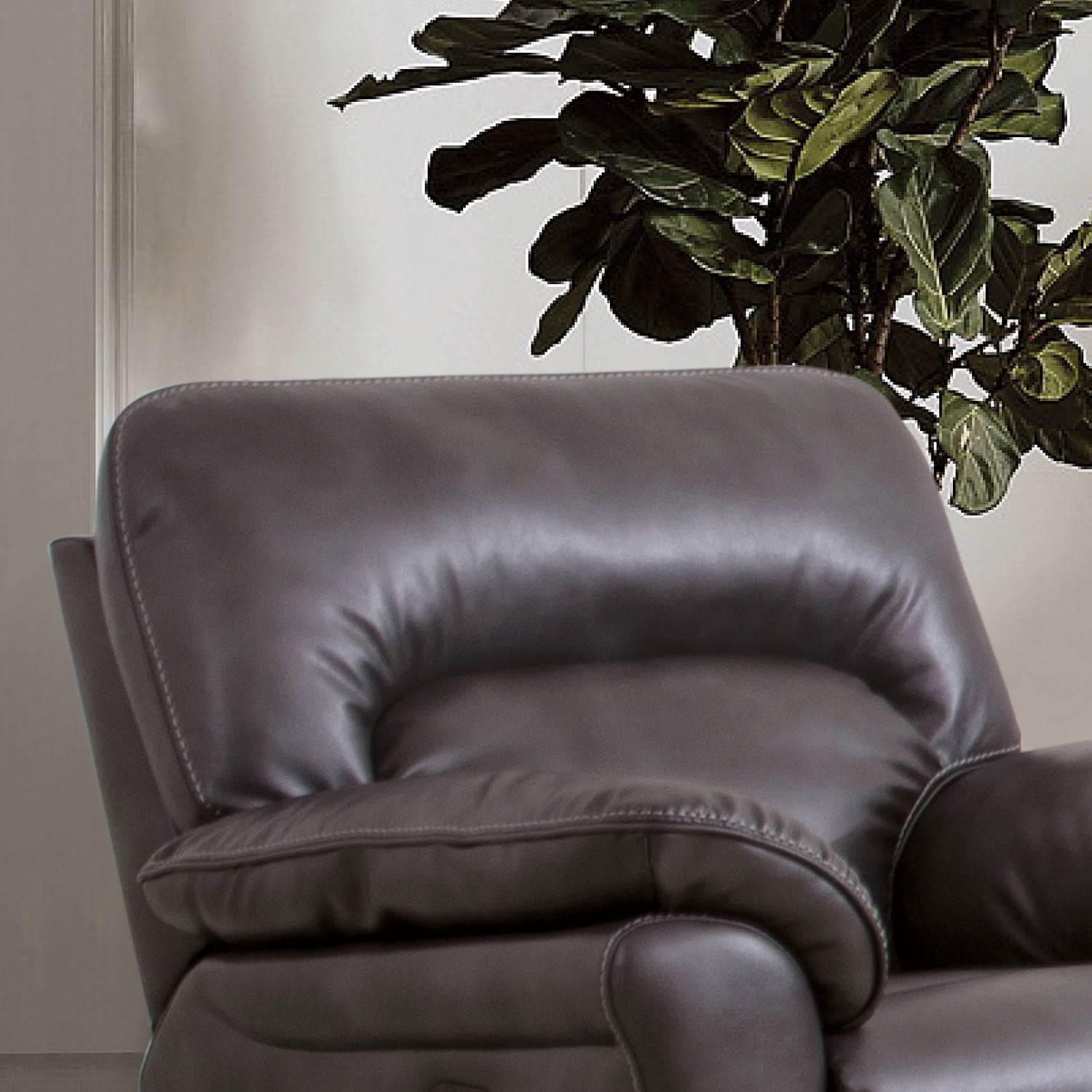 Furniture of America Rhome Upholstered Indoor Faux Leather Glider Recliner, Dark Gray