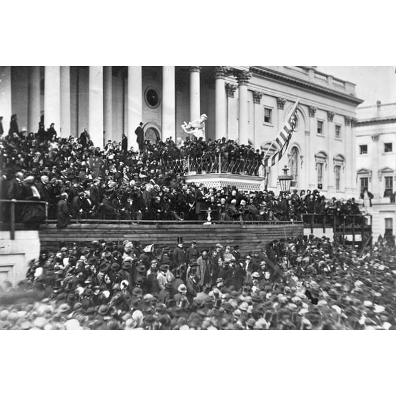 24x36 gallery poster, President Abraham Lincoln's second inaugural address at the almost completed Capitol building, March 4, 1865