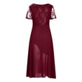 thumbnail image 5 of EliteGoogv Womens Swing Dresses Square Neck Short Sleeve A Line Dresses For Women Relaxed Loose Fit Summer Dresses Beach Vacation Wedding Guest Dresses Wine, 5 of 6