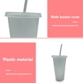 thumbnail image 2 of Bearachild Vaso para beber con tapa y pajita Botella reutilizable de plástico PP PP para batido de jugo de café de bebida fría Mostrada Blanco 480ml Bearachild HA007952-12, 2 of 6