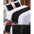 thumbnail image 2 of Bed Runner (1 Piece Only), 100% Egyptian Cotton, 400 Thread Count, Soft Fade-Resistant, Decorative Bed Scarf - Black Solid, Twin Size., 2 of 4