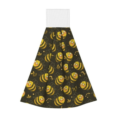 

Wukai Cute Cartoon Bees Print Kitchen Towels Quick Dry Washcloths Coral Velvet Dishtowels Multipurpose Reusable Cloths Soft Tea Absorbent Cleaning Cloths