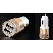 Overfly Universal USB Car Charger - 2.1A and 1.0A Double Car Lighter charger - Gold