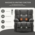 thumbnail image 4 of JONPONY Massage Rocker Recliner Chair with Vibration Massage and Heat Ergonomic Lounge Chair for Living Room with Rocking Function and Side Pocket, 2 Cup Holders, USB Charge Port,Grey, 4 of 15