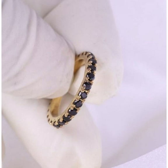 Dainty Black Diamond Stacking Eternity Ring Gold Minimalist Ring Simple Diamond Ring Silver Ring Gift for Her Delicate Ring Eternity Band