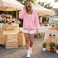 thumbnail image 4 of Women's Hooded Zip Up Sweatshirt Fleece Jacket Casual Long Sleeve Pullover Hoodie Coat Outerwear Winter Fall Fashion Loose Fit Full Zipper Pocket Tops, 4 of 6