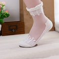 thumbnail image 4 of ievspot 1 Pair Womens Girls Sheer Lace Ankle Socks Ultra Thin Transparent Mesh Low Cut Socks Silk Nylon Fishnet Short Transparent Socks, 4 of 8