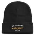 thumbnail image 5 of Made in USA Golden US Submarine Veteran Logo 12 Inch Solid Knit Cuff Long Beanie - Black OSFM, 5 of 5
