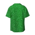 thumbnail image 6 of Lsque Green Sparkling Shiny print Men's Cuban Collar Short Sleeve Shirt Summer Beachwear Casual Button Down Fashionable Vacation Leisure Shirt-4X-Large, 6 of 7