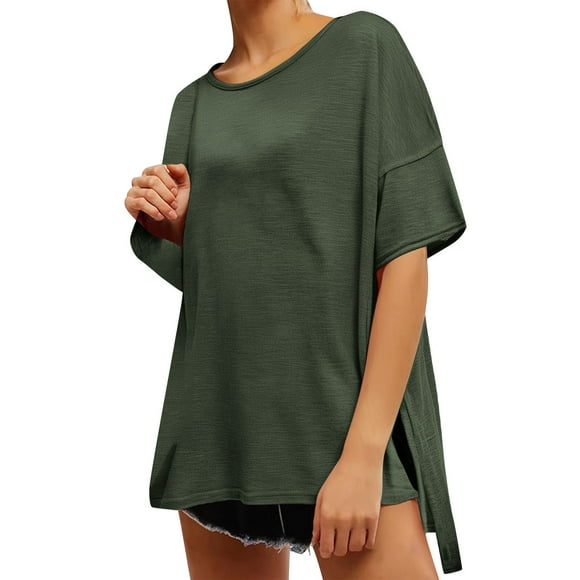 Soki Oversized Tshirts for Women Plus Size Tops Round Neck Short Sleeve Gym Shirts Casual Loose Fit Basic Tees
