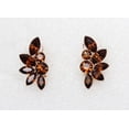 thumbnail image 2 of Faship Chocolate Brown Rhinestone Crystal Floral Clip Ons Earrings, 2 of 4
