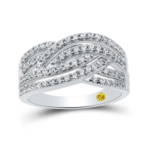 La Joya 3/4 ct tw Lab Grown Diamond Crossover Band, Sterling Silver, Size 4.5