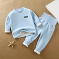 thumbnail image 2 of HAiming Toddler Boy Cotton Clothes Outfits Long Sleeve Fleece Lined Long Sleeve Round Neck Tops and Pant Set Loungewear, 2 of 3