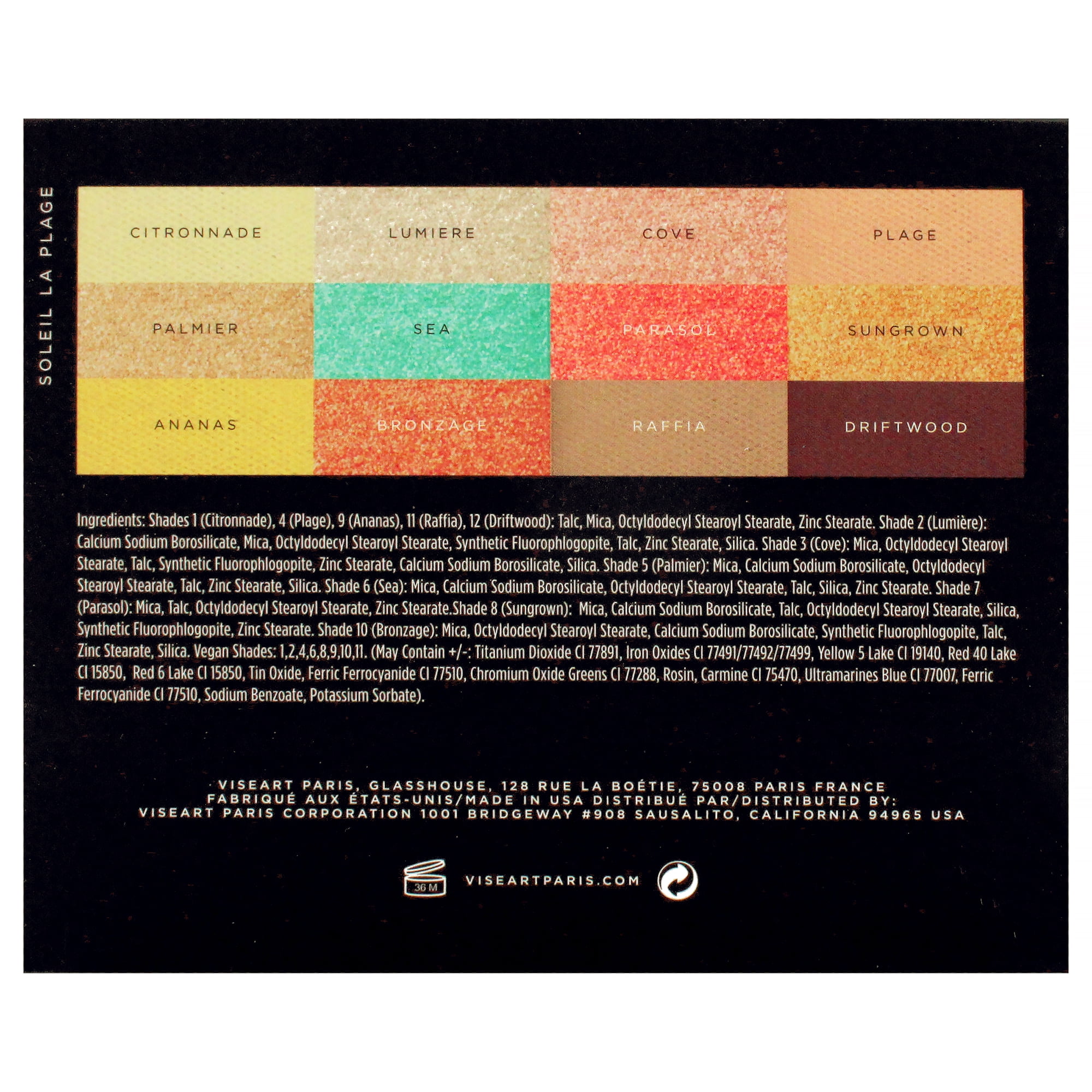 Viseart Paris Eyeshadow Palette - Soleil La Plage , 0.63 oz Eye Shadow