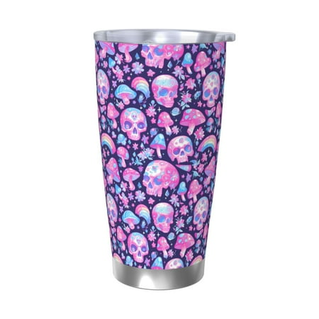 

Tideii Skull Rainbow Mushroom for 20OZ Car Cup Stainless Steel Cold and Hot Cup with Lid Suitable for Outdoor and Home Unisex-Without Straw