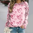 thumbnail image 1 of Qertyioot T-Shirt Graphique de la Saint-Valentin pour Femmes à Manches Longues, Col Rond, Hauts Récréatifs, 1 of 5