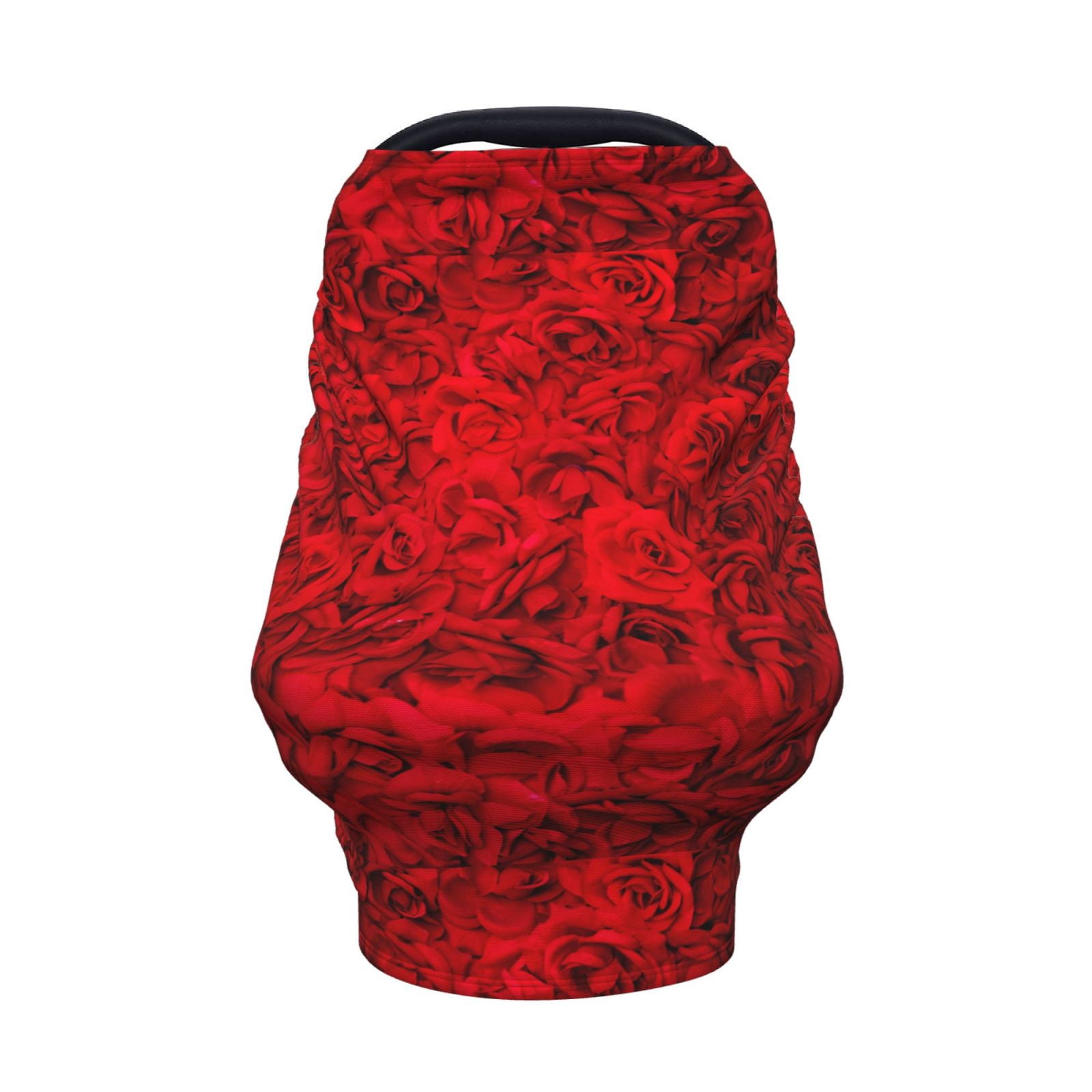 Fotbe Red Rose Pattern Car Seat Covers for Babies, Nursing Breastfeeding Cover Infant Carseat Canopy, Soft Stretchy Carrier Cover