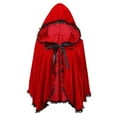 thumbnail image 3 of THDHVS shawl wraps for women,Poncho Shawl,Unisex Christmas Cape with Lace Trim Velvet Fabric and Attached Hood for All Ages Short Cloak Features Ruffle Detail for Holiday Celebrations, 3 of 7