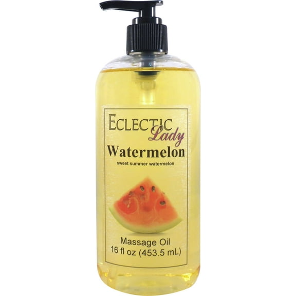 Watermelon Massage Oil by Eclectic Lady, 16 oz, Sweet Almond Oil and Jojoba Oil
