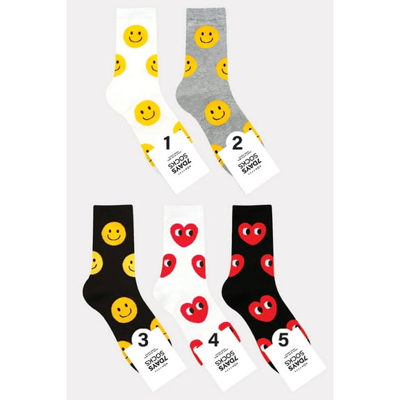 Women's Crew Big Pattern Socks - 5 Pair Set