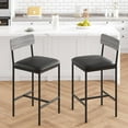 thumbnail image 2 of Homhougo Upholstered Barstools with Back and Footrest, Rustic Gray (Set of 2), 2 of 14