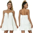 thumbnail image 3 of Women Loose Spaghetti Strap Dress Rhinestone Cutout Cocktail Party Mini A-line Dresses, 3 of 9