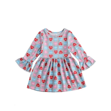 

Livingsenburg Baby Girl Dress With Long Flared Sleeves Love Letter Clothing