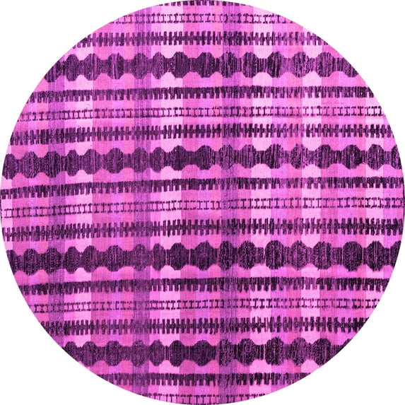Ahgly Company Indoor Round Abstract Pink Modern Area Rugs, 6' Round