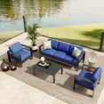 thumbnail image 4 of WildBreak Aluminum Outdoor Sofa and Chairs 4 Piece Set, Black/Blue, 4 of 8