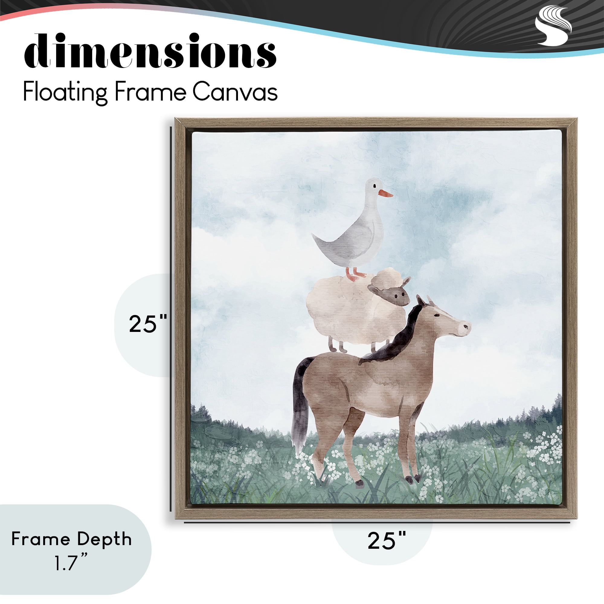 Stupell Industries Muted Blue Sky Farm Brown Framed Floater Canvas Wall Art, design by Kim Allen