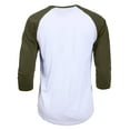 thumbnail image 3 of J. METHOD Men's 3/4 Sleeve Baseball Crewneck Tshirt Top Raglan Jersey T Shirt NEMT06 WHT/OLV M, 3 of 3