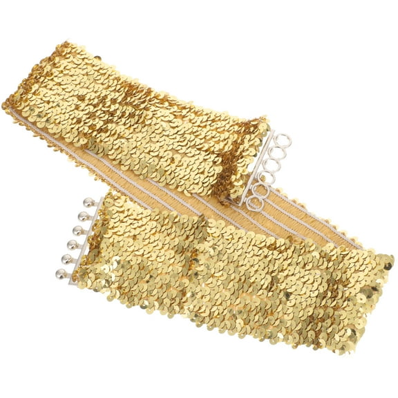 SEWCHICS 1Pcs Women Elastic Belt Golden Sequin Belt Wide Elastic Comfort For Wedding