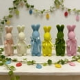 thumbnail image 7 of Junepar Easter Centerpiece 7.9" Easter Flocked Rabbit Figurine Colorful Flocked Bunny with Satin Bow Spring Decor for Easter Table Brunch & Celebration Centerpieces, 7 of 7