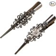 thumbnail image 1 of 2 pinzas para el pelo de cocodrilo de metal (blanco y negro) pinzas para el pelo de pico de pato antideslizantes para mujeres y niñas accesorios elegantes para el cabello pinzas de pico de pato, 1 of 5