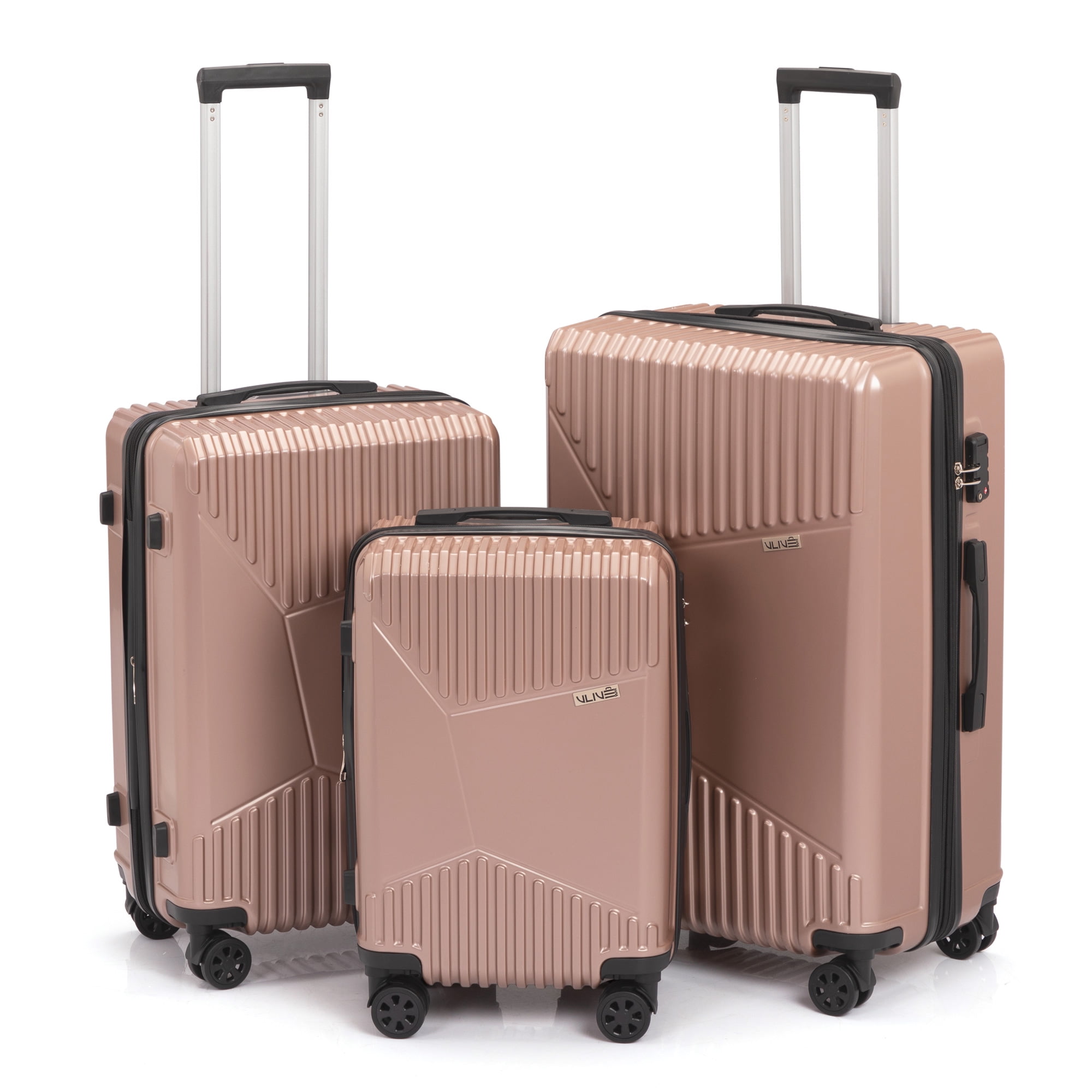 VLIVE 3 Pcs Hardside Expandable Luggage Set Trolley Suitcase W/ TSA