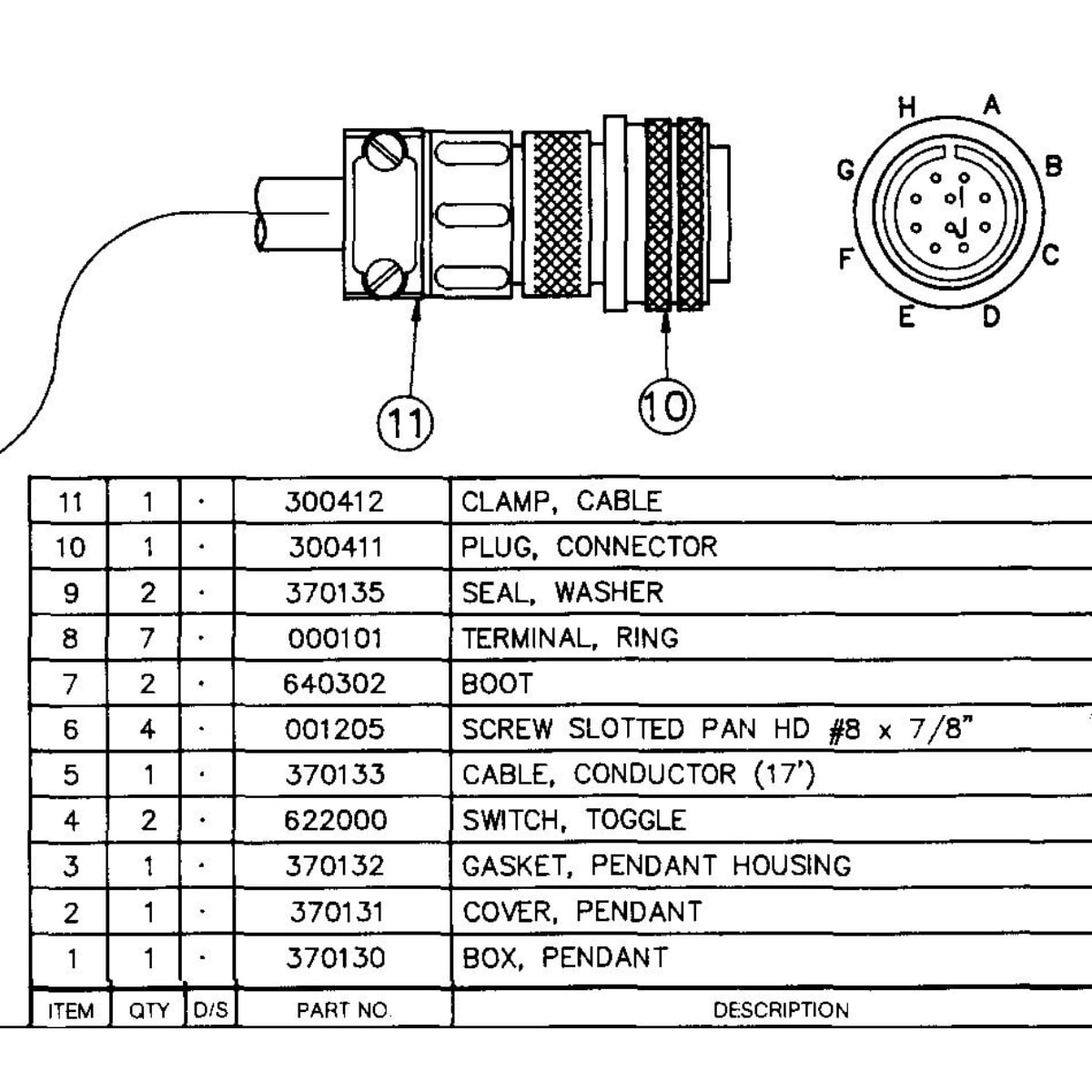 Auto Crane 300411000, 10 Pin Plug