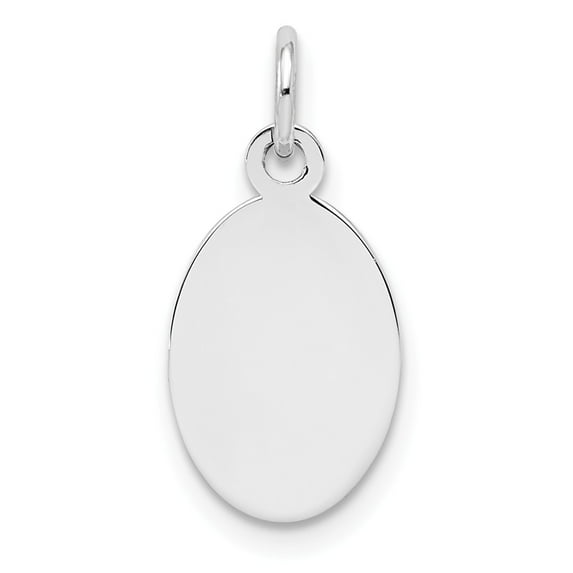 FB Jewels Sterling Silver Rh-plt Engraveable Oval Polished Front/Back Disc Charm