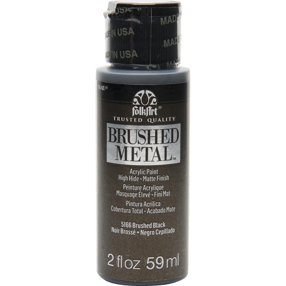 FolkArt Matte Finish Brushed Metal Acrylic Craft Paint, 2 fl. oz., Black