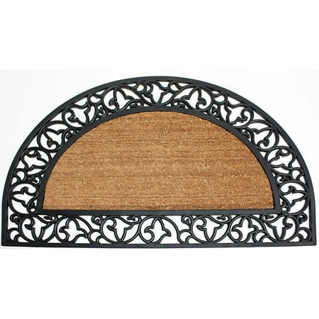 Dii Half Round Rubber Scroll Border Coir Doormat