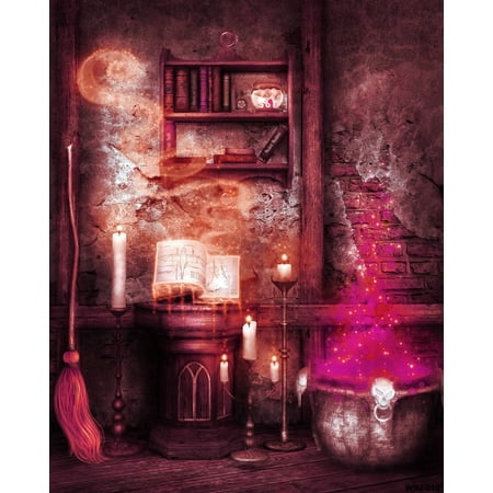 Image of GreenDecor 5x7ft Halloween Background Studio Props Evil-minded Candlesticks Backdrop Photography for Backdrops