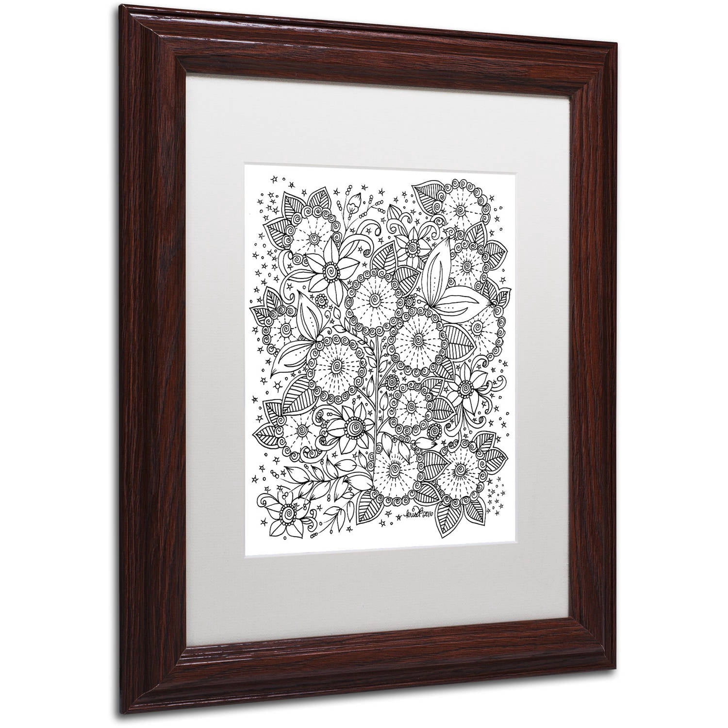 Trademark Fine Art "Zendoodles 14" Canvas Art by KCDoodleArt White Matte, Wood Frame