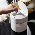 thumbnail image 4 of Trash Can Desktop Waste Garbage Lid Desktop Trash Bin Kitchen Office Desk Mini Debris Storage Bucket, Pop-up Lid, White, 4 of 8