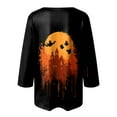 thumbnail image 5 of YDFCWXW Women's V-Neck Halloween Print T-Shirt - 3/4 Sleeve Casual Gothic Tee for Spooky Season Black, XL, 5 of 5
