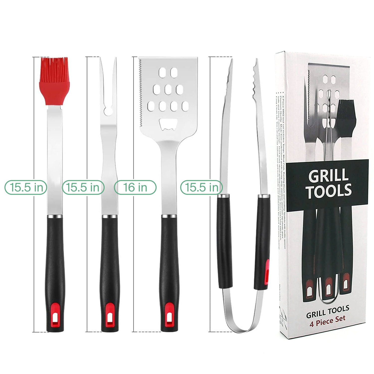 4 Piece BBQ Tool Set for Outdoor Barbecue Grilling (4 Piece Set) - image 4 of 9