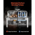 thumbnail image 4 of KFFKFF Buffet Chafing Dish Full Kit, 9 Qt Single Pack, Stainless Steel Chafer with Two Half-Size Pans, Rectangular Food Warmer with Transparent Lid, Water Pan, Collapsible Stand, and Fuel Holder, 4 of 9